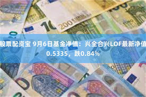 股票配资宝 9月6日基金净值：兴全合兴LOF最新净值0.5335，跌0.84%